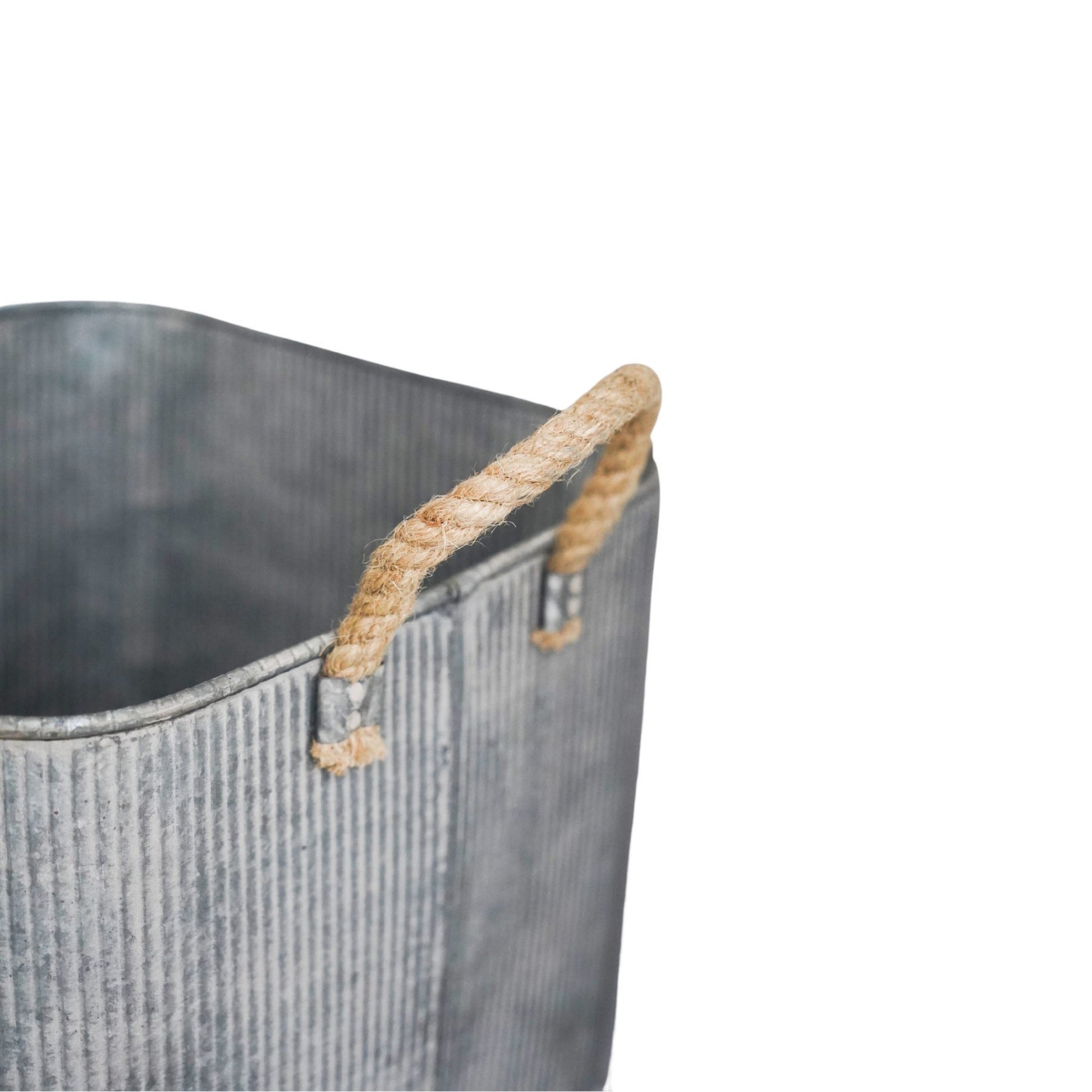 Outdoor Galvanised Rope Handle Square Planter Set of Two - Skandi London