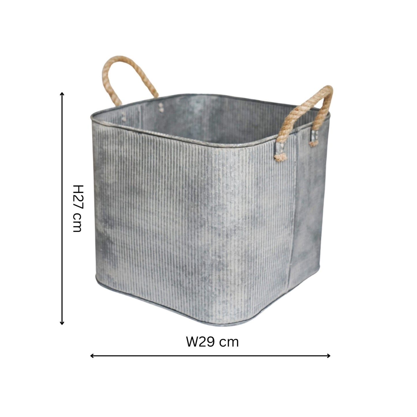 Outdoor Galvanised Rope Handle Square Planter Set of Two - Skandi London