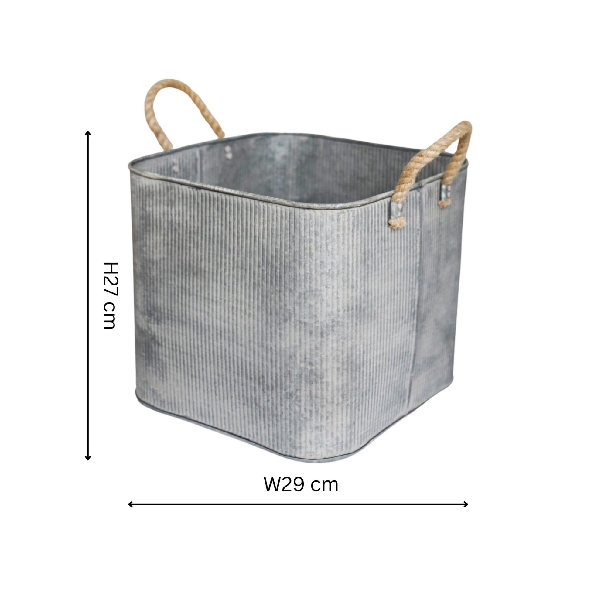 Outdoor Galvanised Rope Handle Square Planter Set of Two - Skandi London