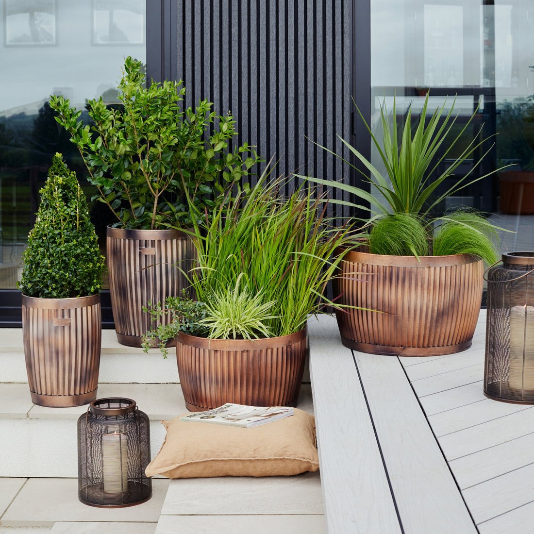 Outdoor Ulrica Copper Bowl Planter Set of 3 - Skandi London