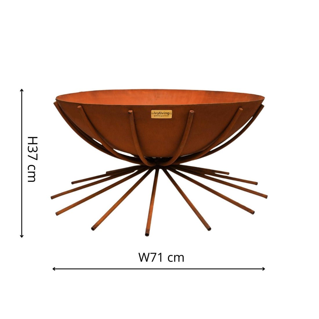 Outdoor Metal Vali Fire Pit in Rust - Skandi London