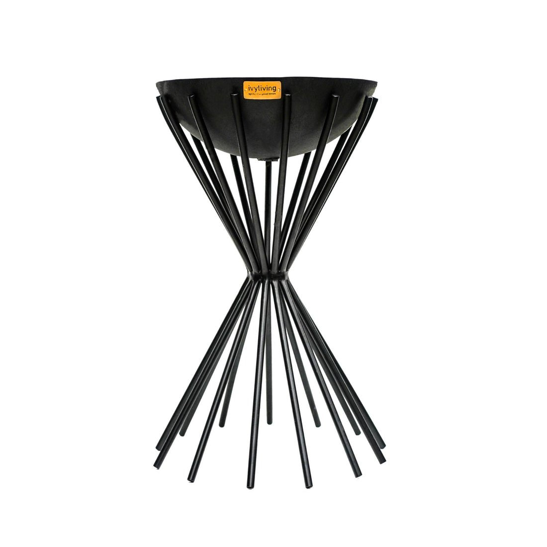 Outdoor Tall Metal Vali Fire Pit in Black - Skandi London