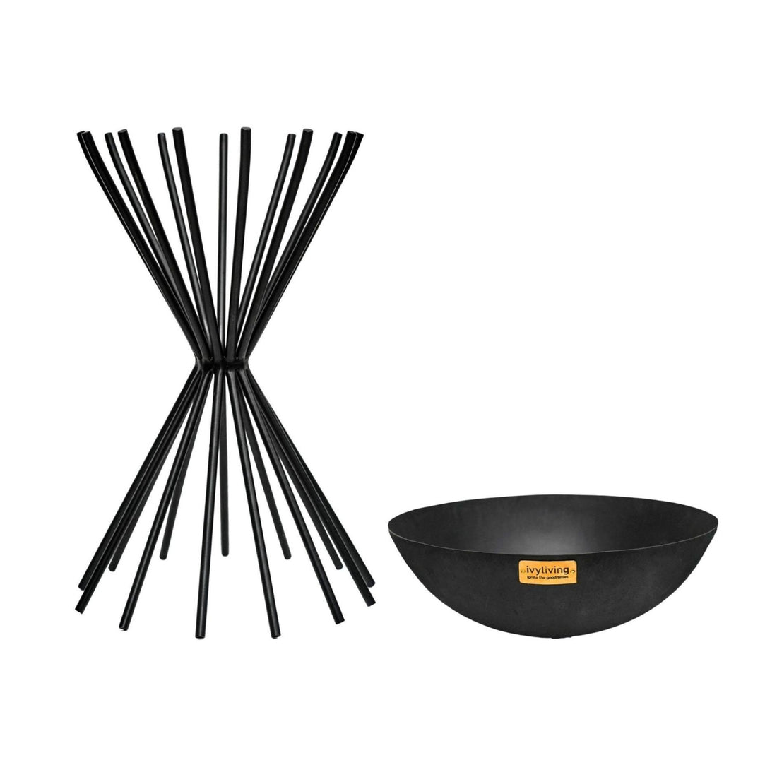 Outdoor Tall Metal Vali Fire Pit in Black - Skandi London