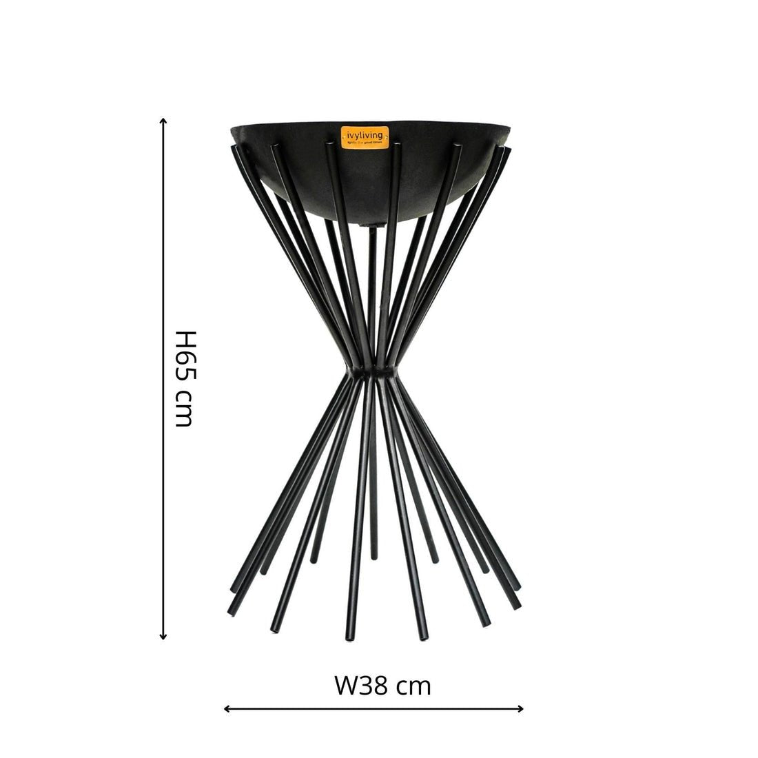 Outdoor Tall Metal Vali Fire Pit in Black - Skandi London