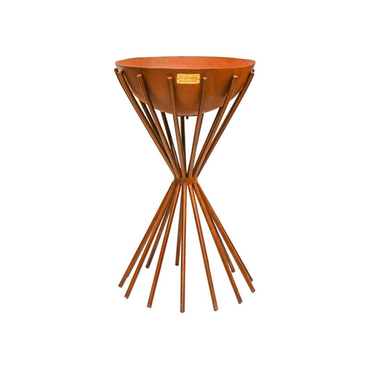 Outdoor Tall Metal Vali Fire Pit in Rust - Skandi London