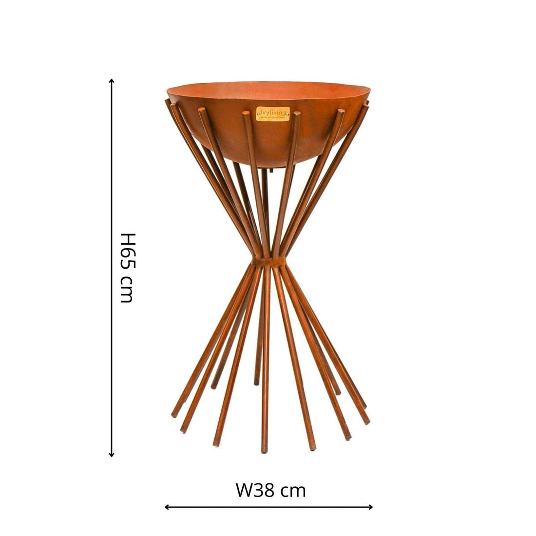 Outdoor Tall Metal Vali Fire Pit in Rust - Skandi London