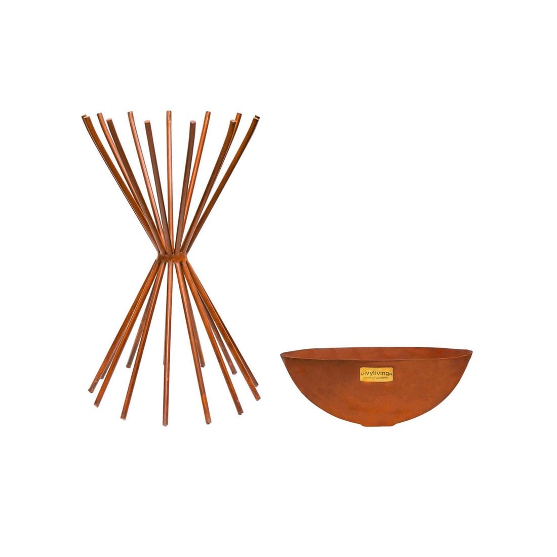 Outdoor Tall Metal Vali Fire Pit in Rust - Skandi London