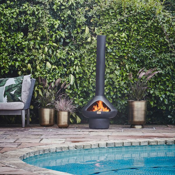 Outdoor Vanja Fireplace in Matt Black - Skandi London