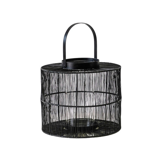 Vega Wirework Lantern with Glass Insert Black - Medium - Skandi London