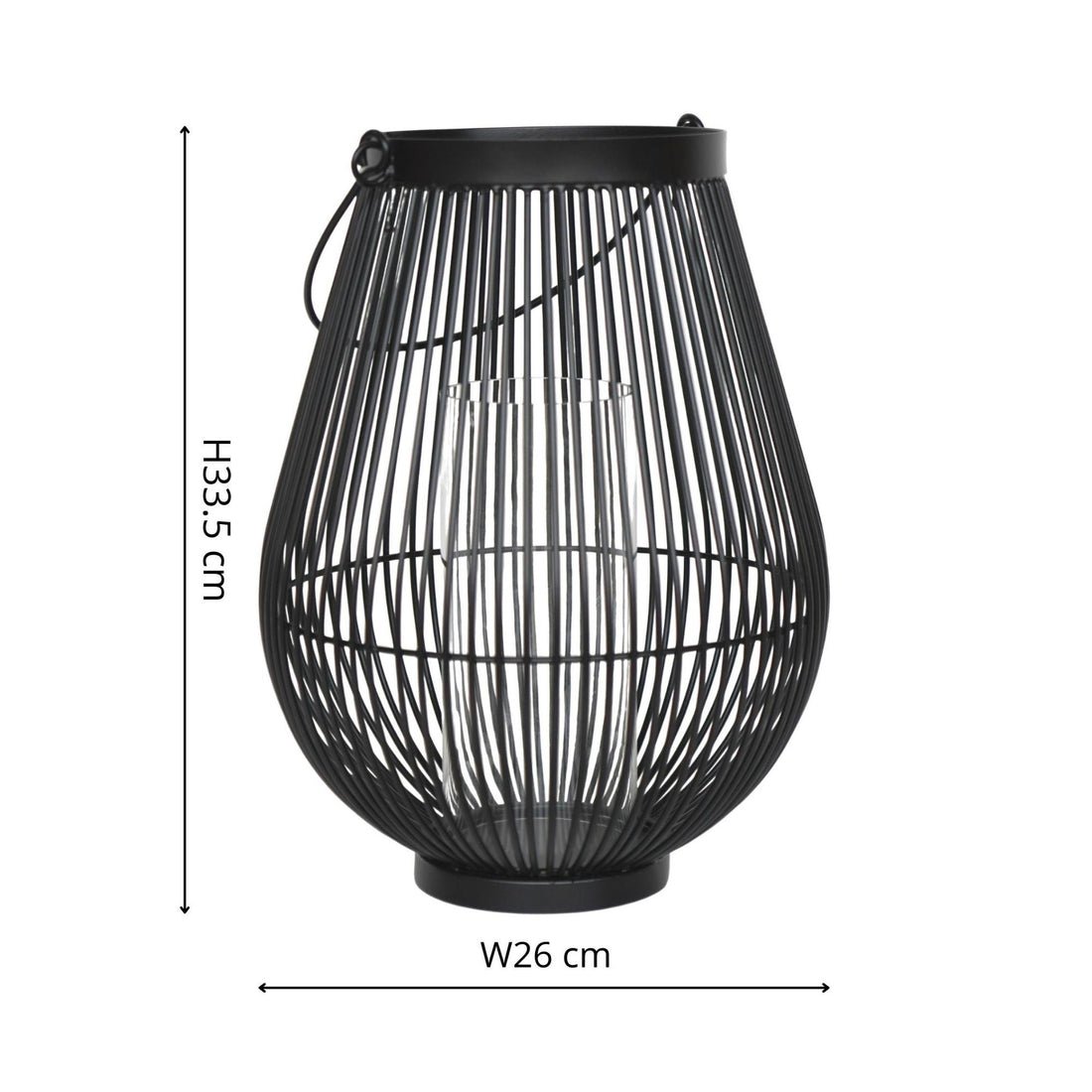 Tordis Lantern with Glass Insert Black - Medium - Skandi London