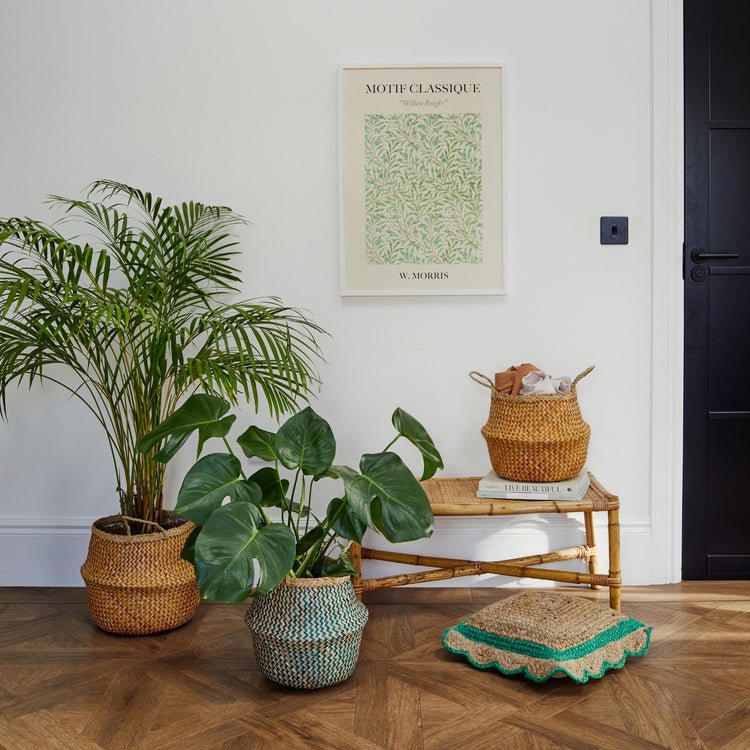 Valde Seagrass Herringbone Amber Lined Basket - Skandi London