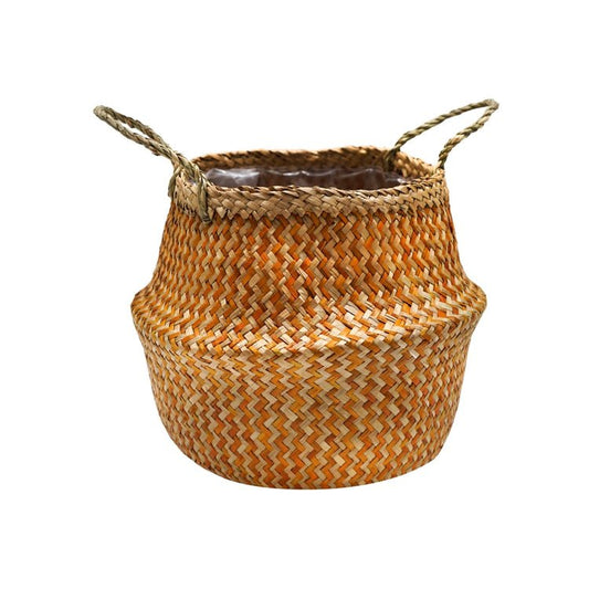 Valde Seagrass Herringbone Amber Lined Basket - Skandi London