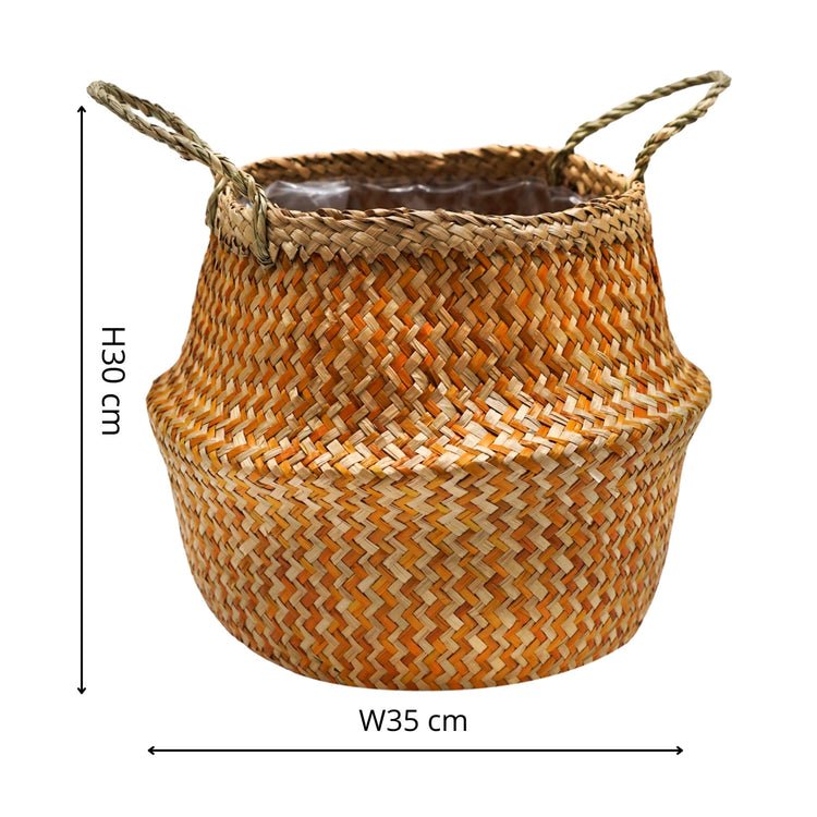 Valde Seagrass Herringbone Amber Lined Basket - Skandi London