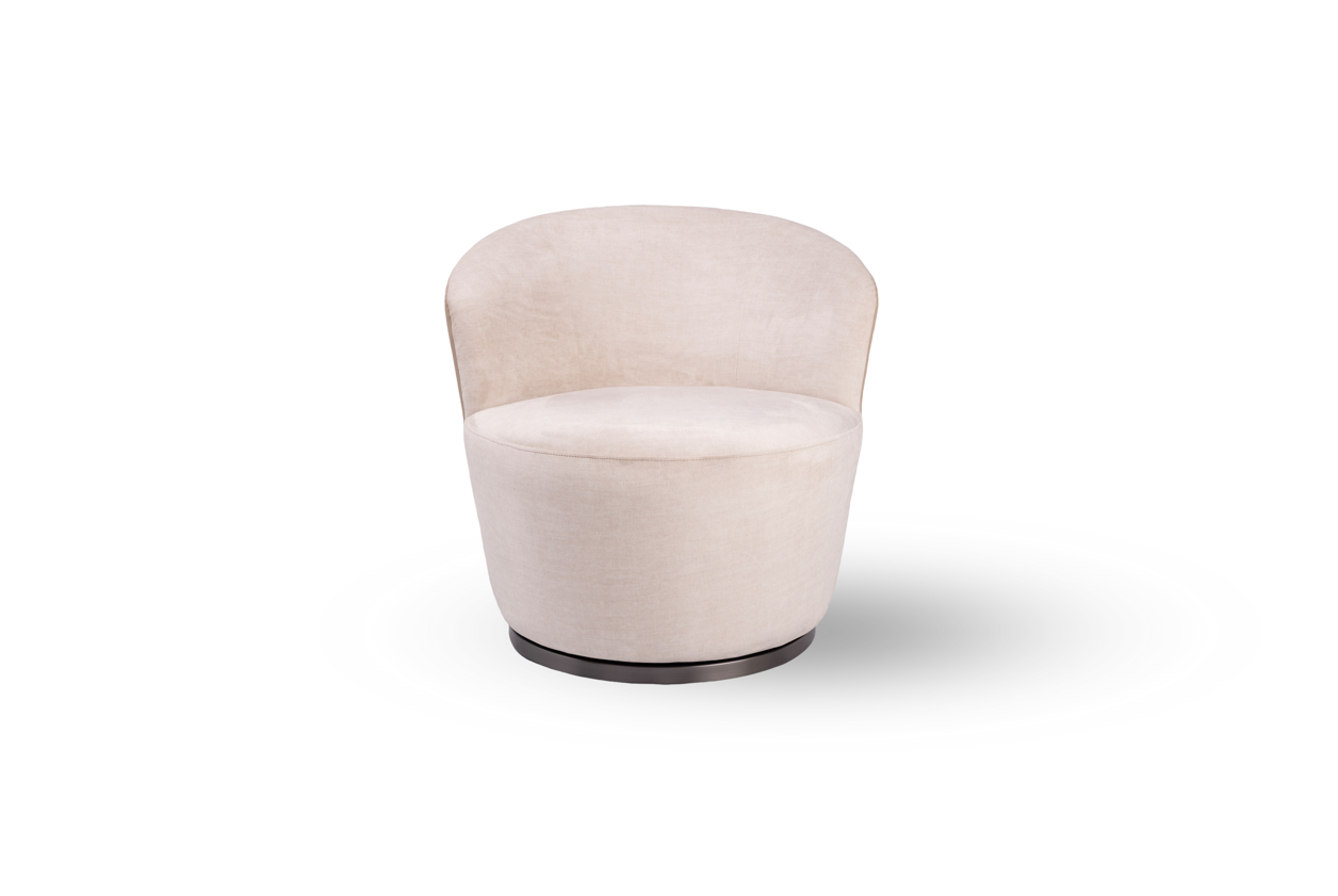 Derry Swivel Chair - Bella Velour Cream & Taupe