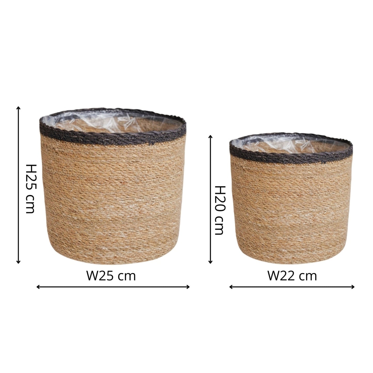 Aarhus Slate Rim Basket Set of 2 - Skandi London