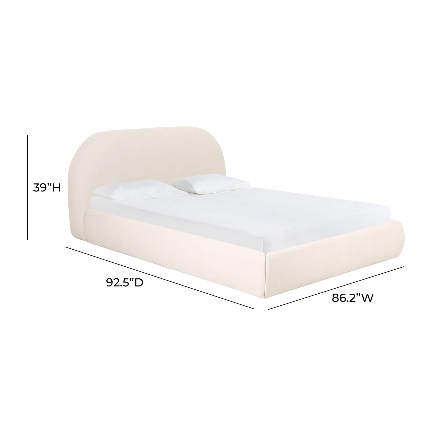 Bara Cream Textured Velvet Super King Bed - Skandi London