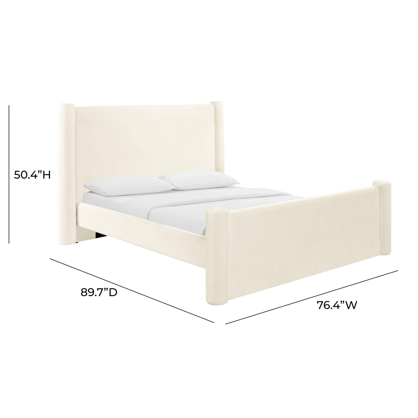 Athara Cream Velvet King Bed - Skandi London