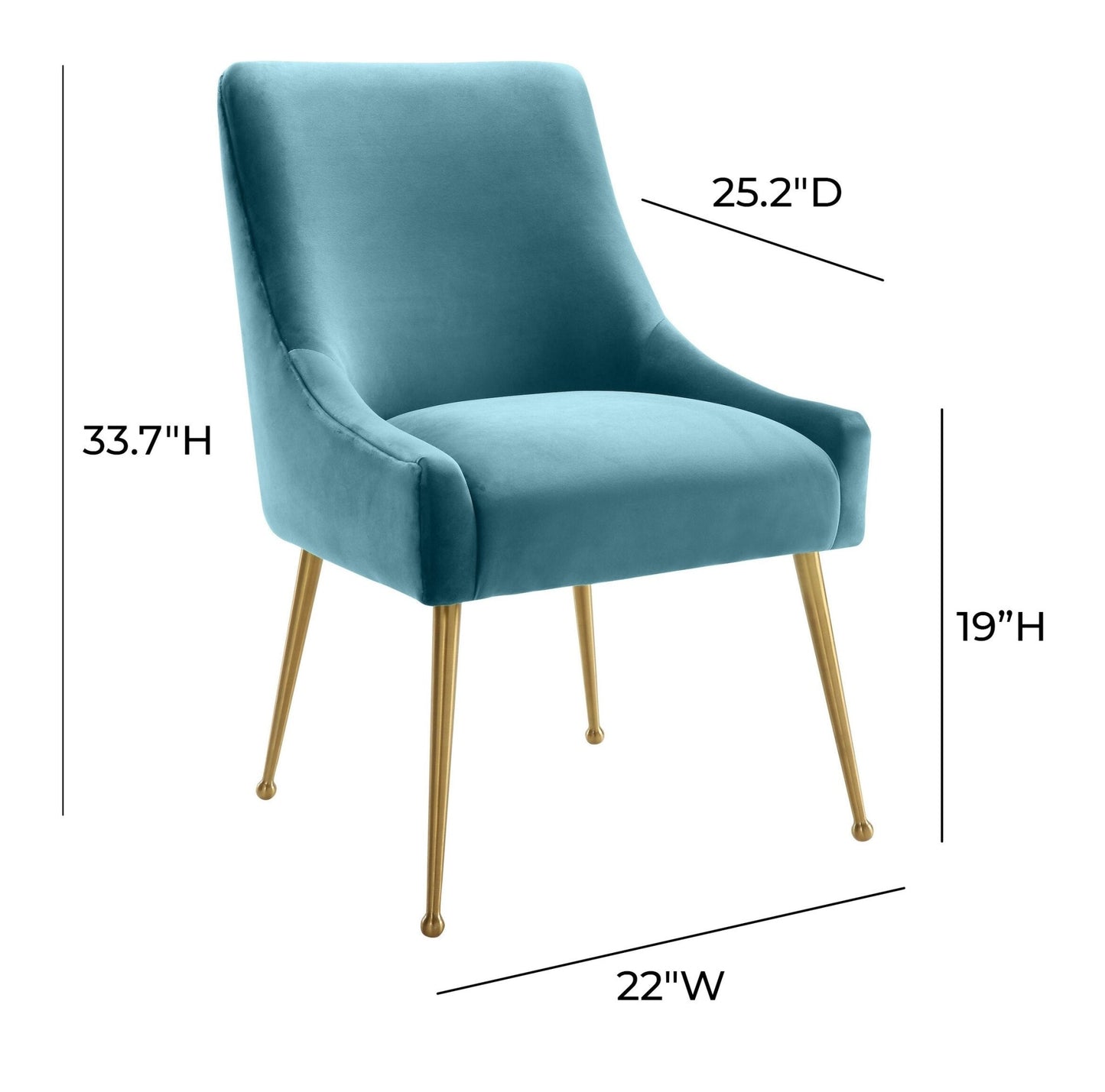 Beatrix Sea Blue Velvet Side Chair - Skandi London