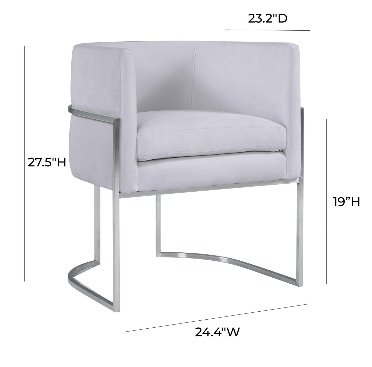 Giselle Grey Velvet Dining Chair with Silver Leg - Skandi London