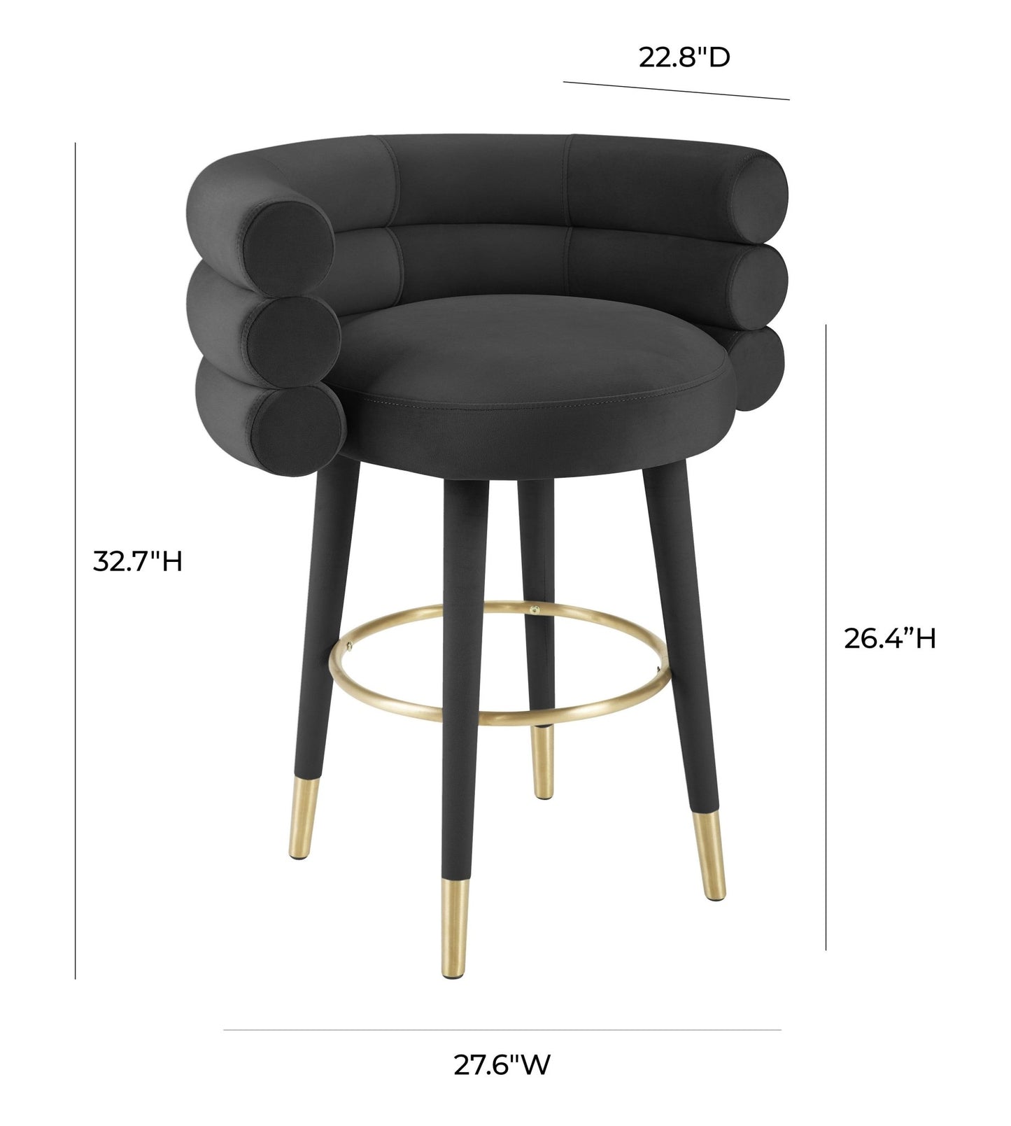 Betty Black Velvet Counter Stool - Skandi London