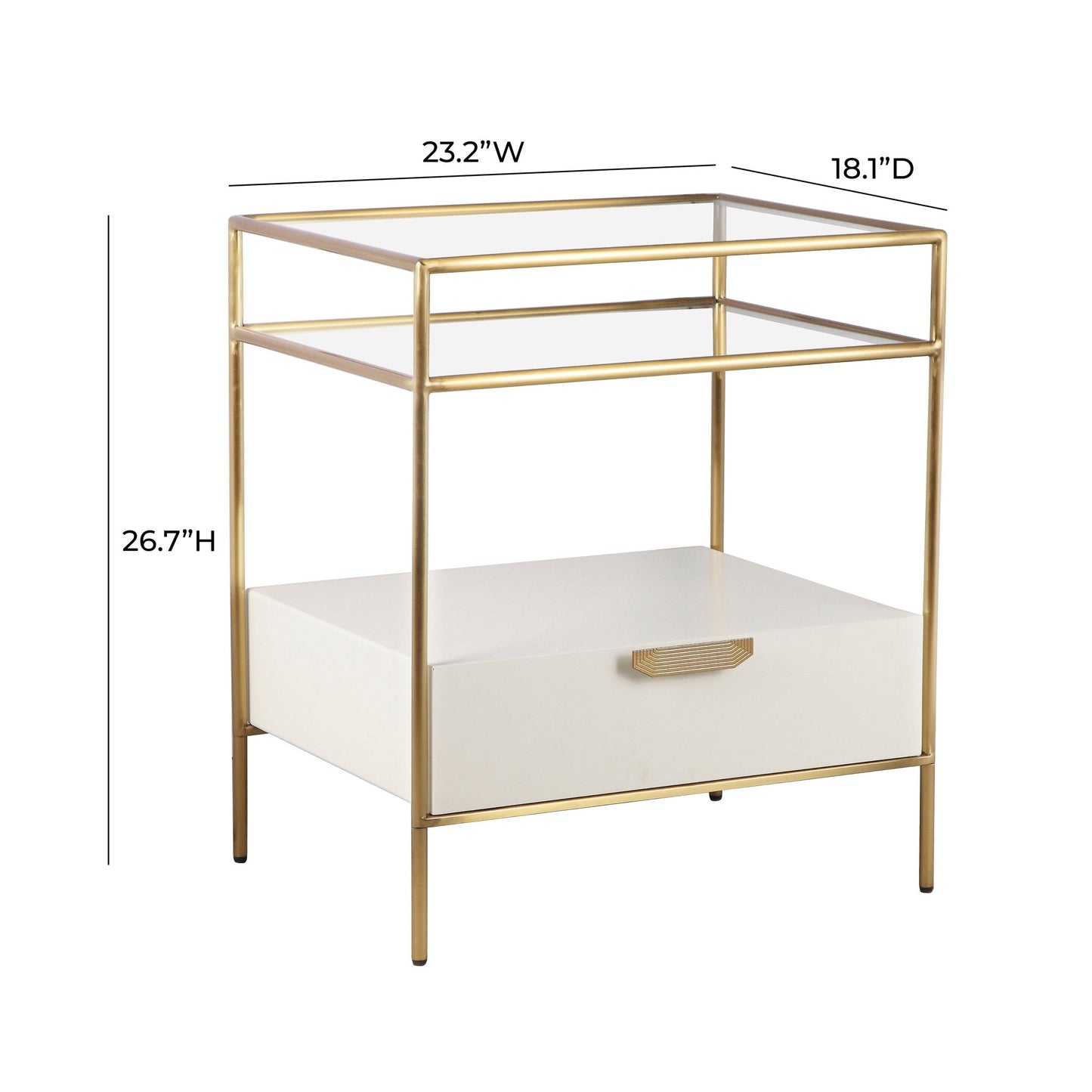 Darla Cream Glass Nightstand - Skandi London