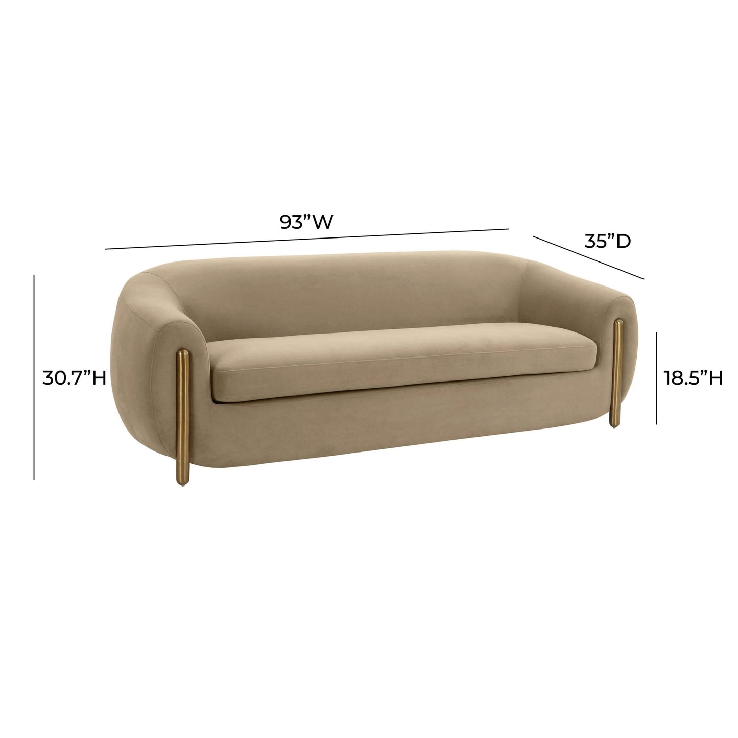 Lina Cafe Au Lait Brown Velvet Sofa - Skandi London