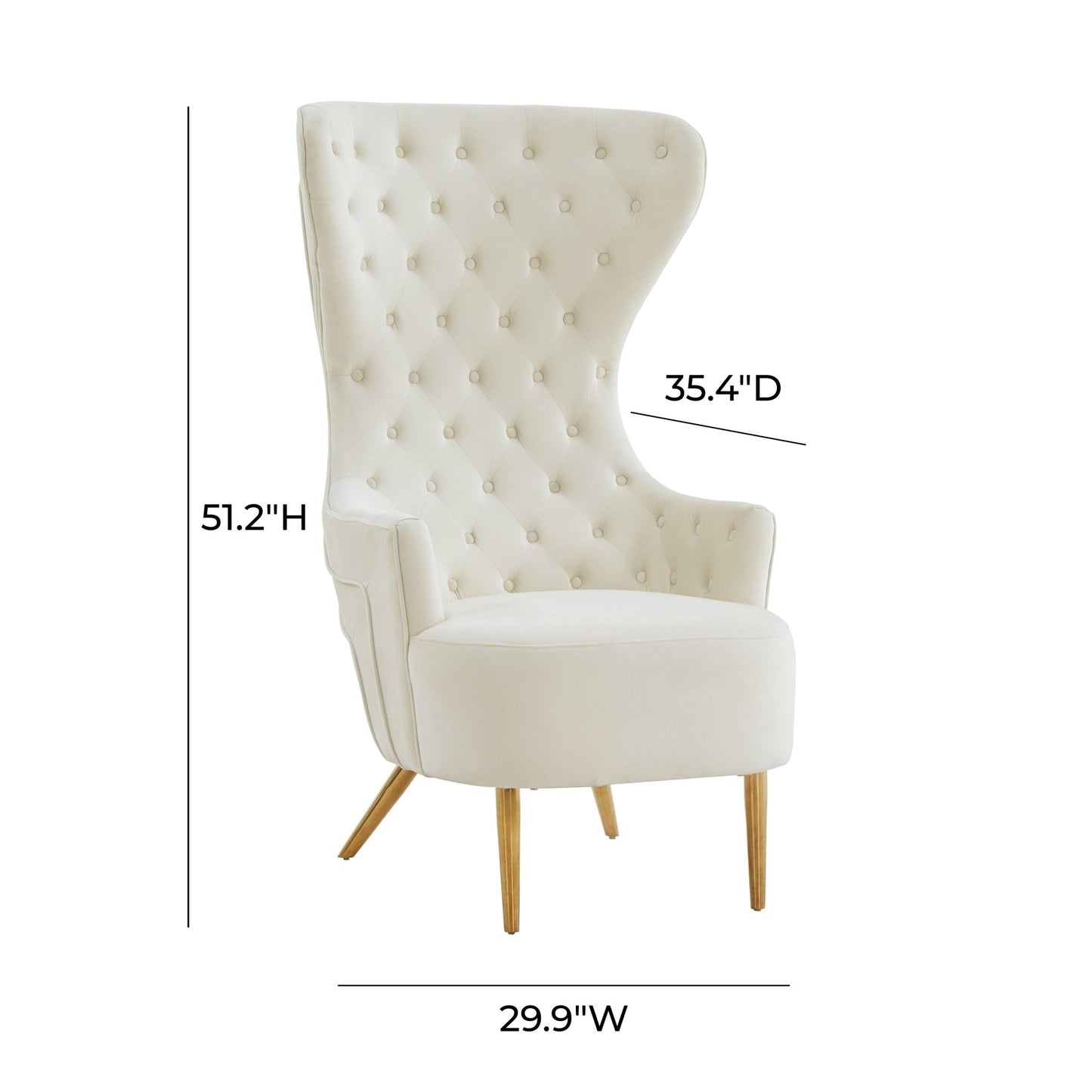 Jezebel Cream Velvet Wingback Chair - Skandi London