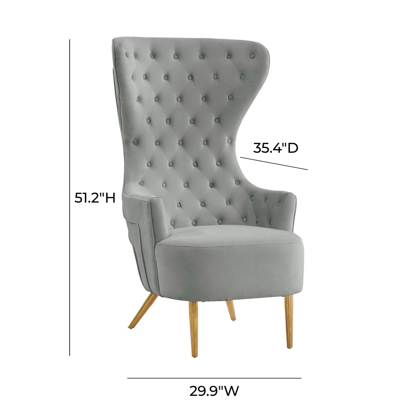 Jezebel Grey Velvet Wingback Chair - Skandi London