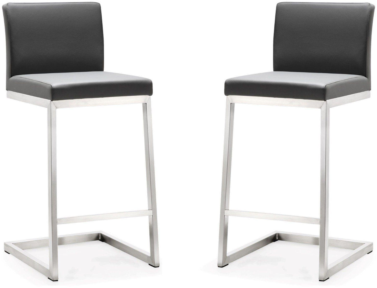 Parma Grey Stainless Steel Counter Stool Set of 2 - Skandi London