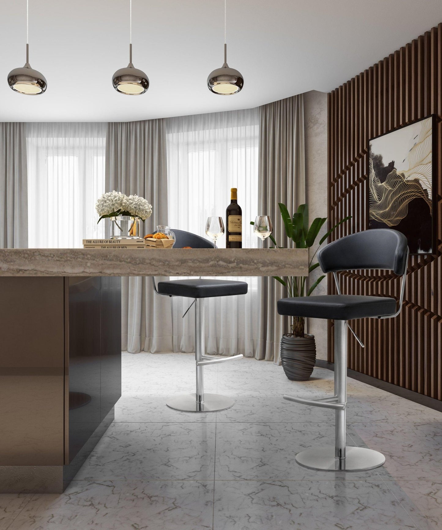 Cosmo Black Stainless Steel Barstool - Skandi London