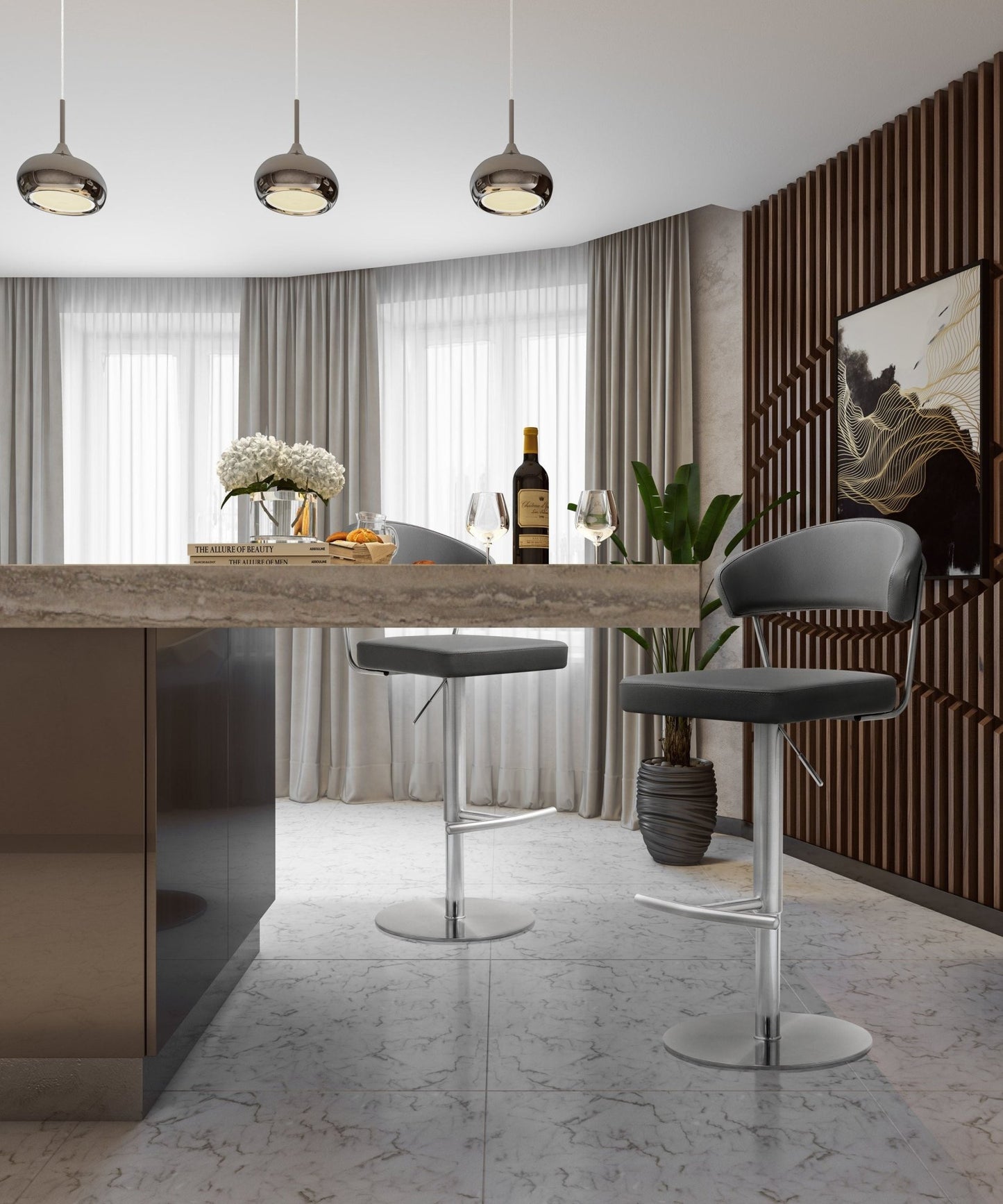 Cosmo Grey Stainless Steel Barstool - Skandi London