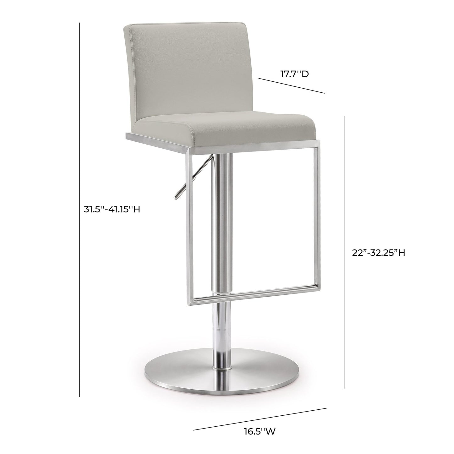 Amalfi Light Grey Vegan Leather Stool - Skandi London