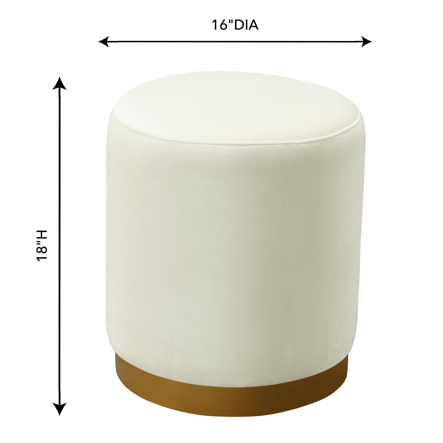 Opal Cream Velvet Ottoman with Gold Base - Skandi London
