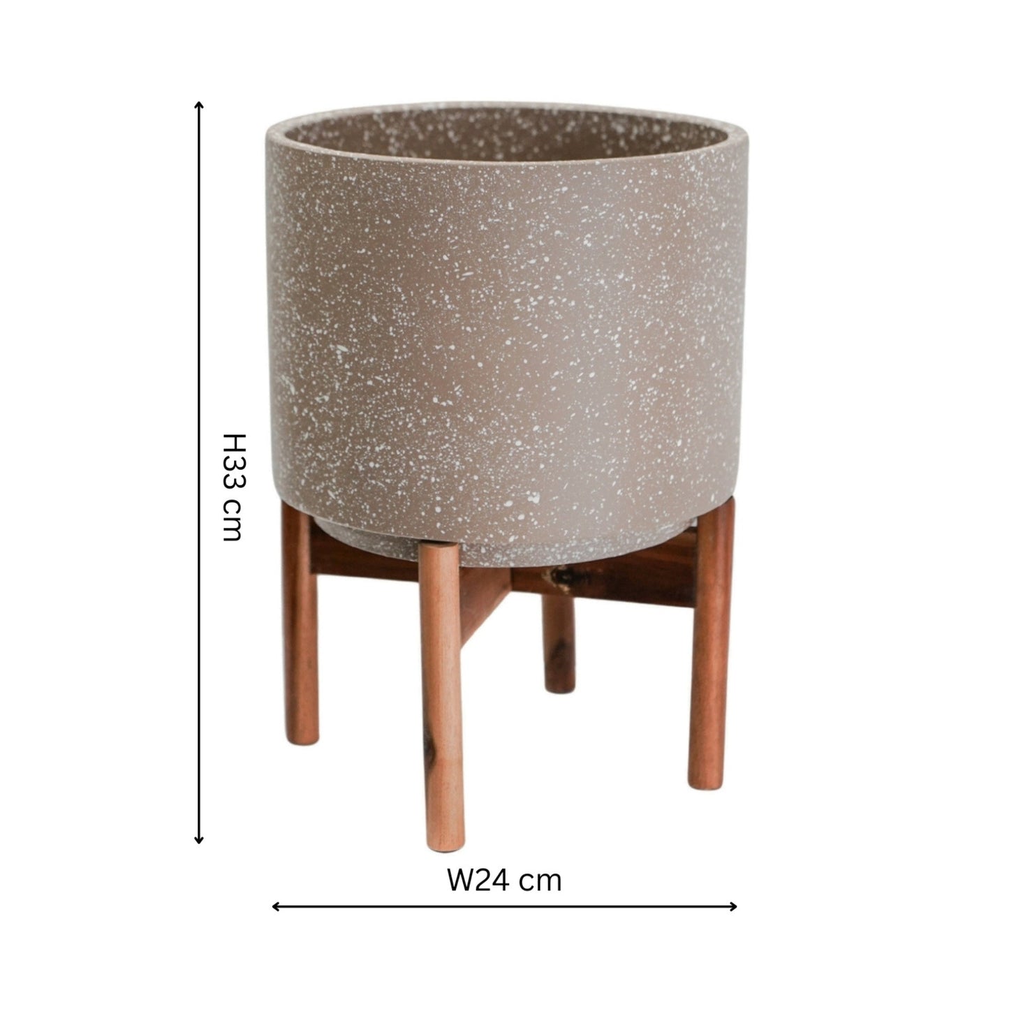 Valetta Caramel Speckled Planter with Stand H33cm D24cm - Skandi London