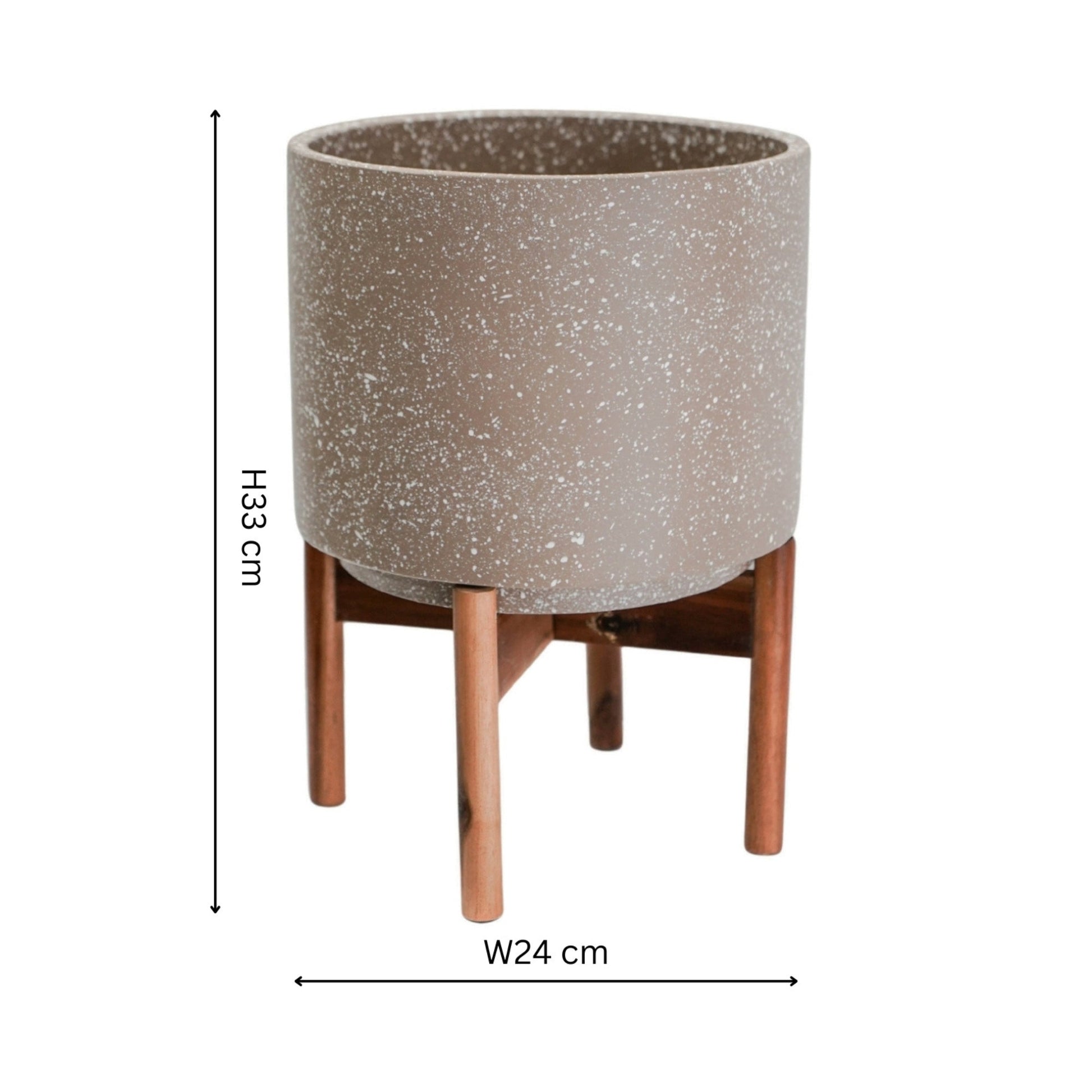 Valetta Caramel Speckled Planter with Stand H33cm D24cm - Skandi London