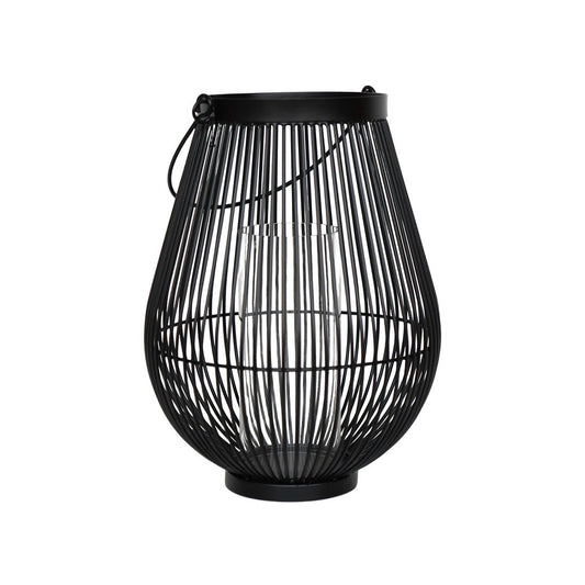 Tordis Lantern with Glass Insert Black - Large - Skandi London