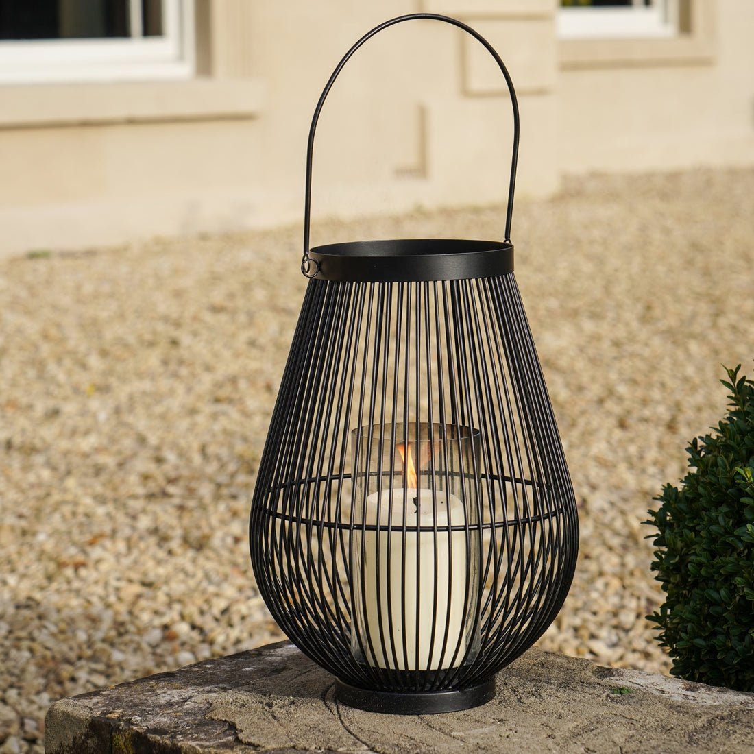 Tordis Lantern with Glass Insert Black - Medium - Skandi London