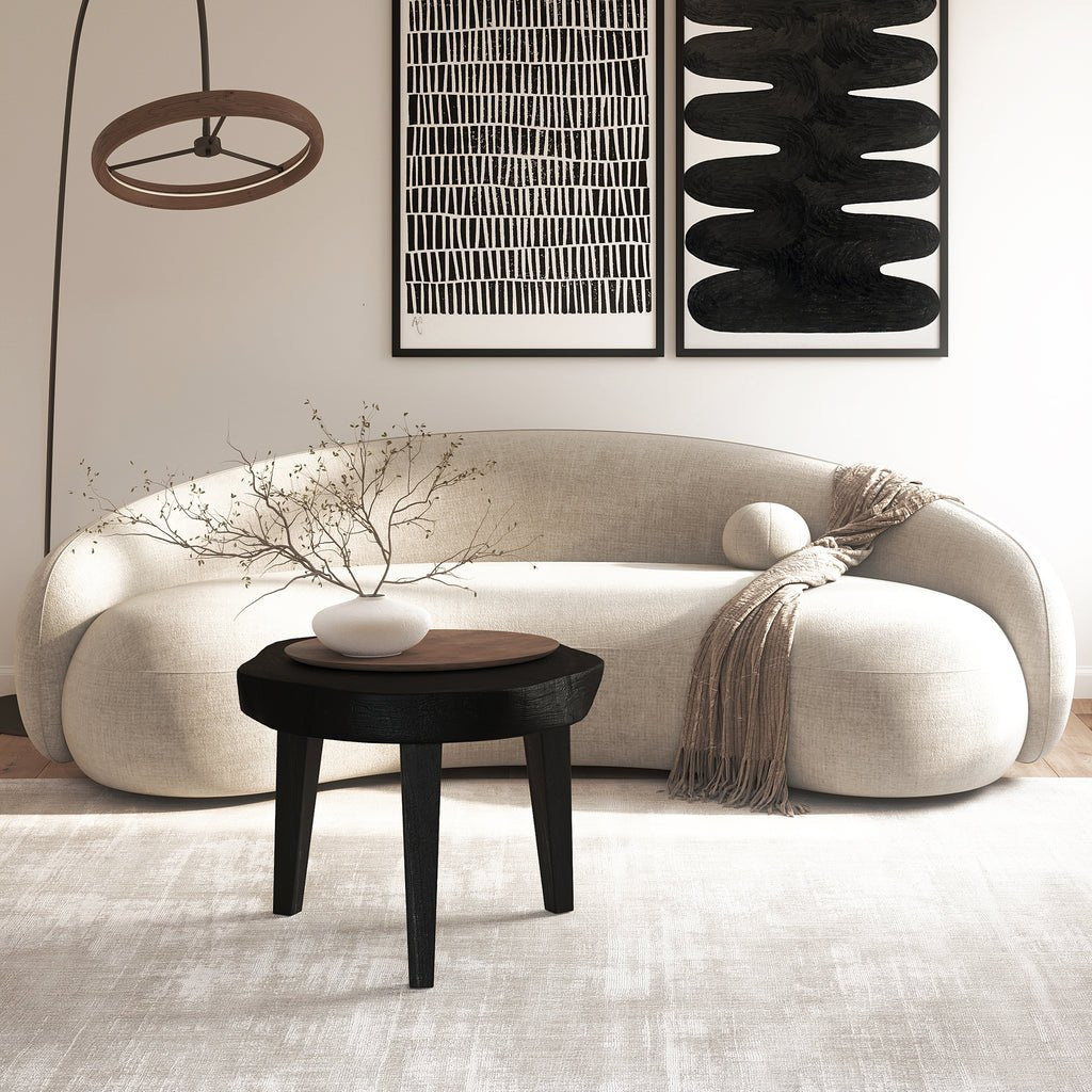 Modern Japandi Black Live Edge Solid Wood Low Table - Skandi London