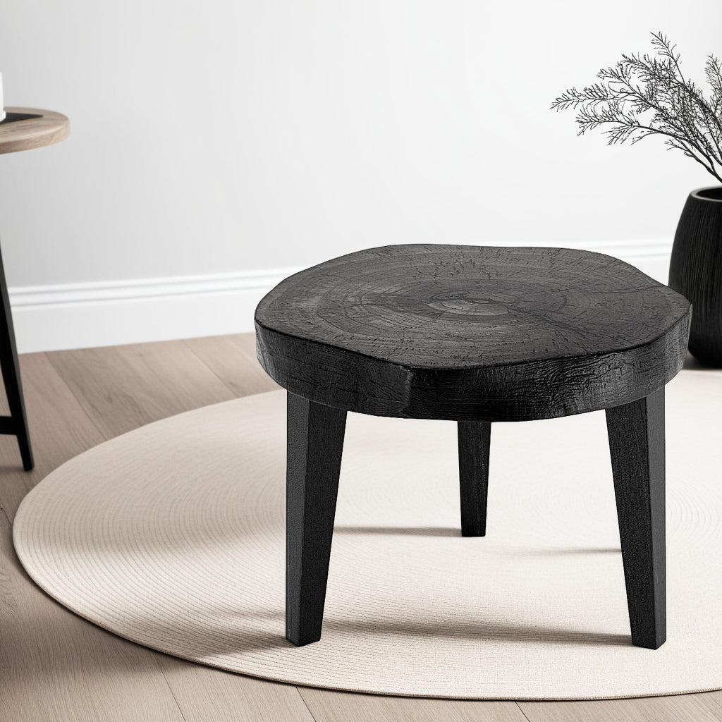 Modern Japandi Black Live Edge Solid Wood Low Table - Skandi London