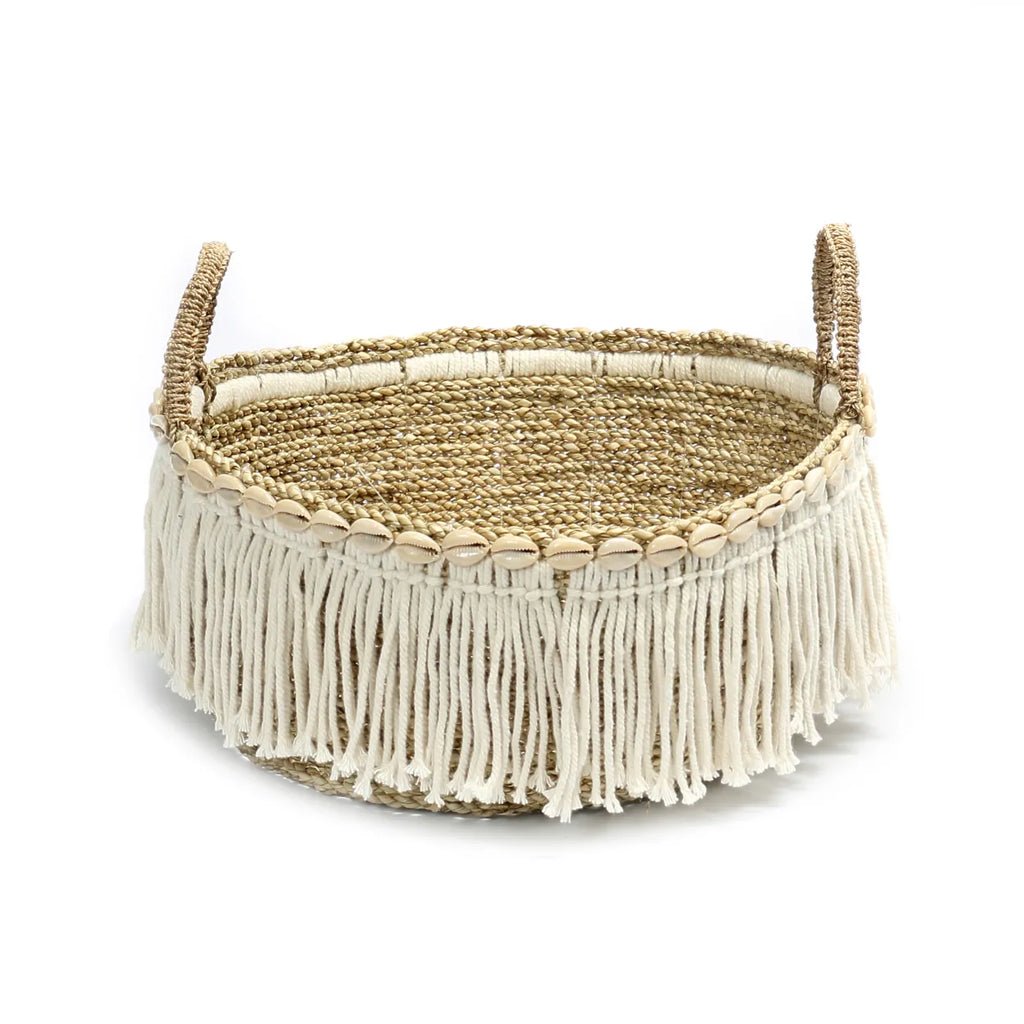 The Boho Fringe Basket - Natural White - Skandi London