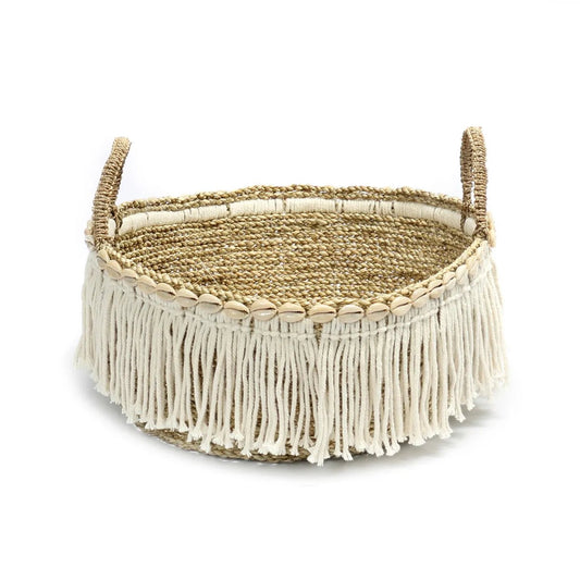 The Boho Fringe Basket - Natural White - Skandi London