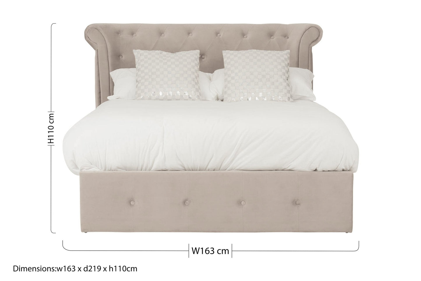 Darby Mink Double Ottoman Bed - Skandi London