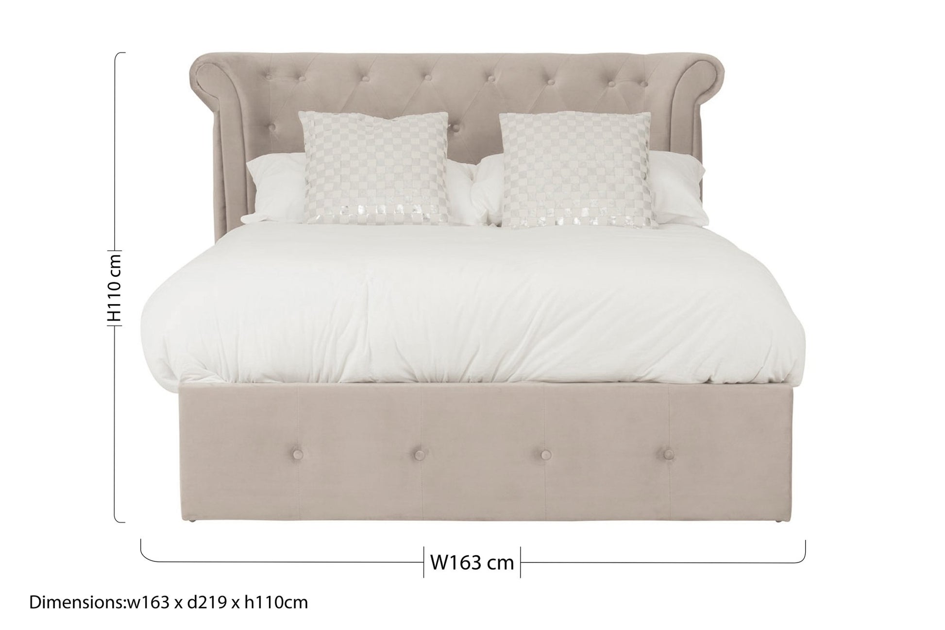Darby Mink Double Ottoman Bed - Skandi London