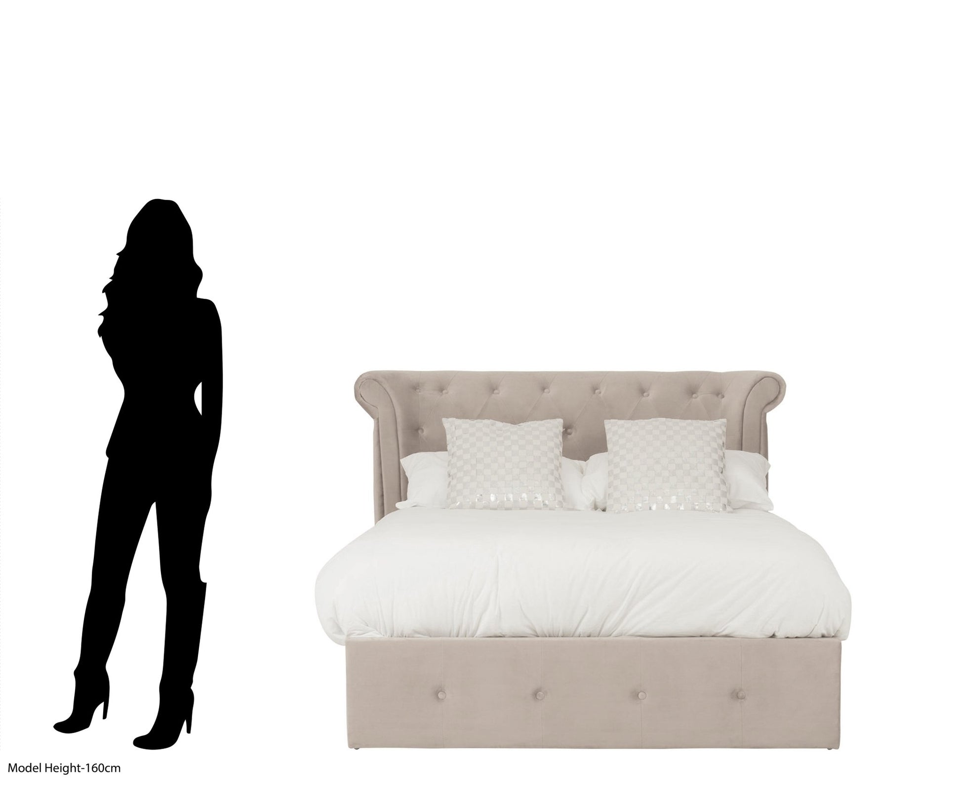 Darby Mink Double Ottoman Bed - Skandi London