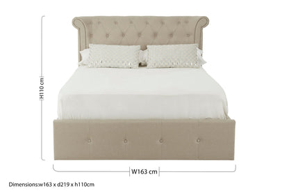 Darby Beige Double Ottoman Bed - Skandi London