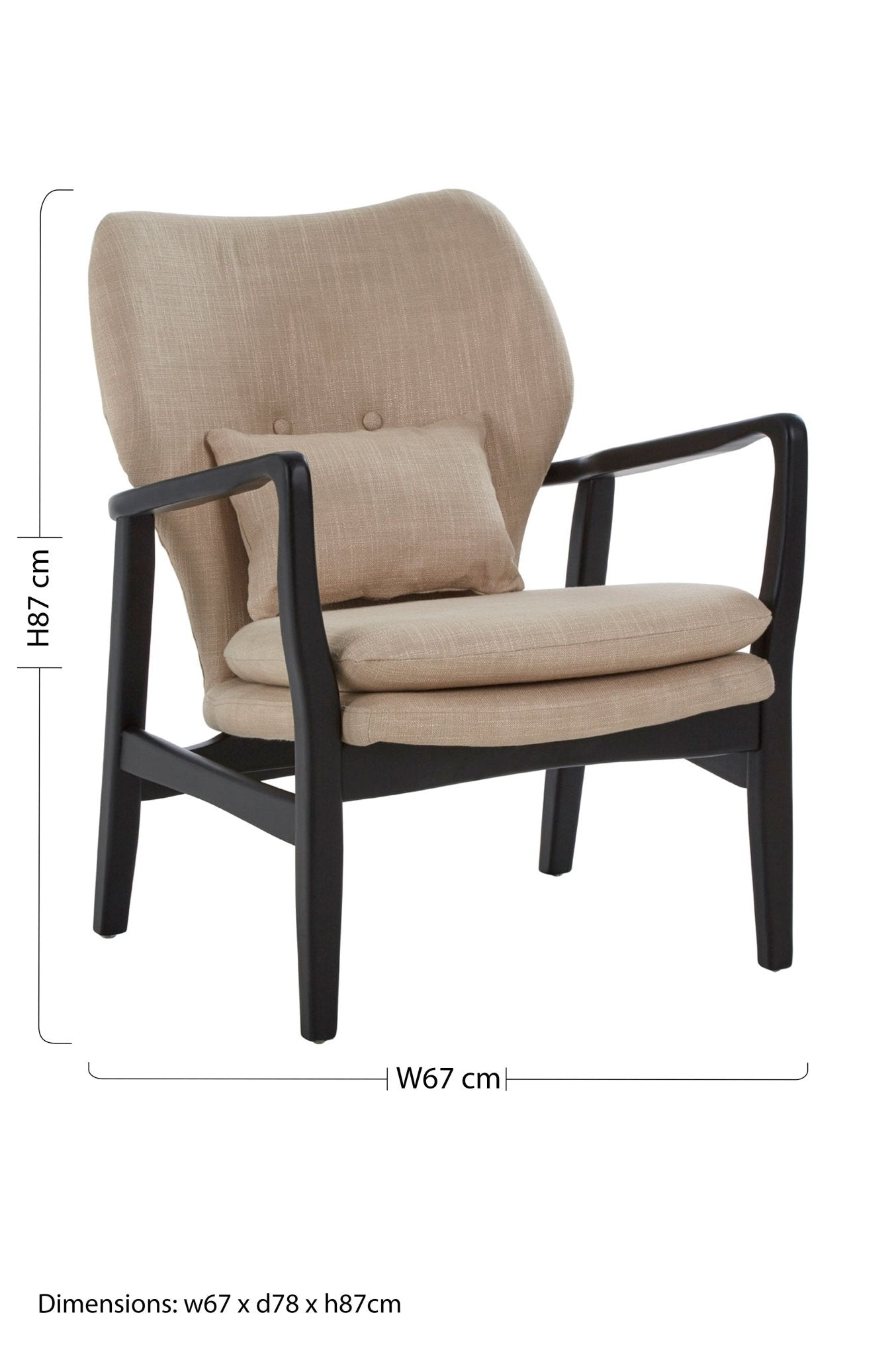 Pelle Beige Chair With Black Wooden Frame - Skandi London