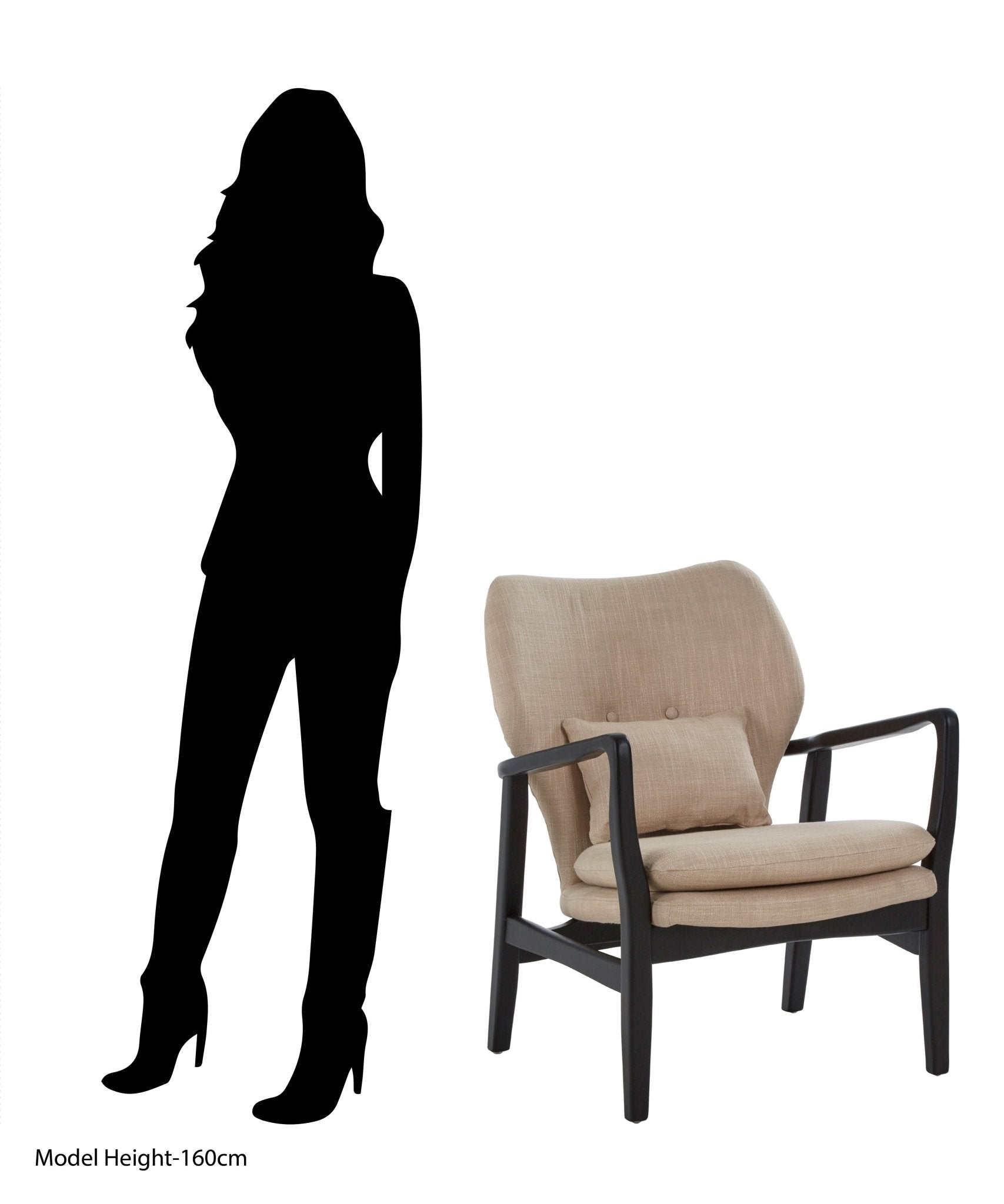 Pelle Beige Chair With Black Wooden Frame - Skandi London
