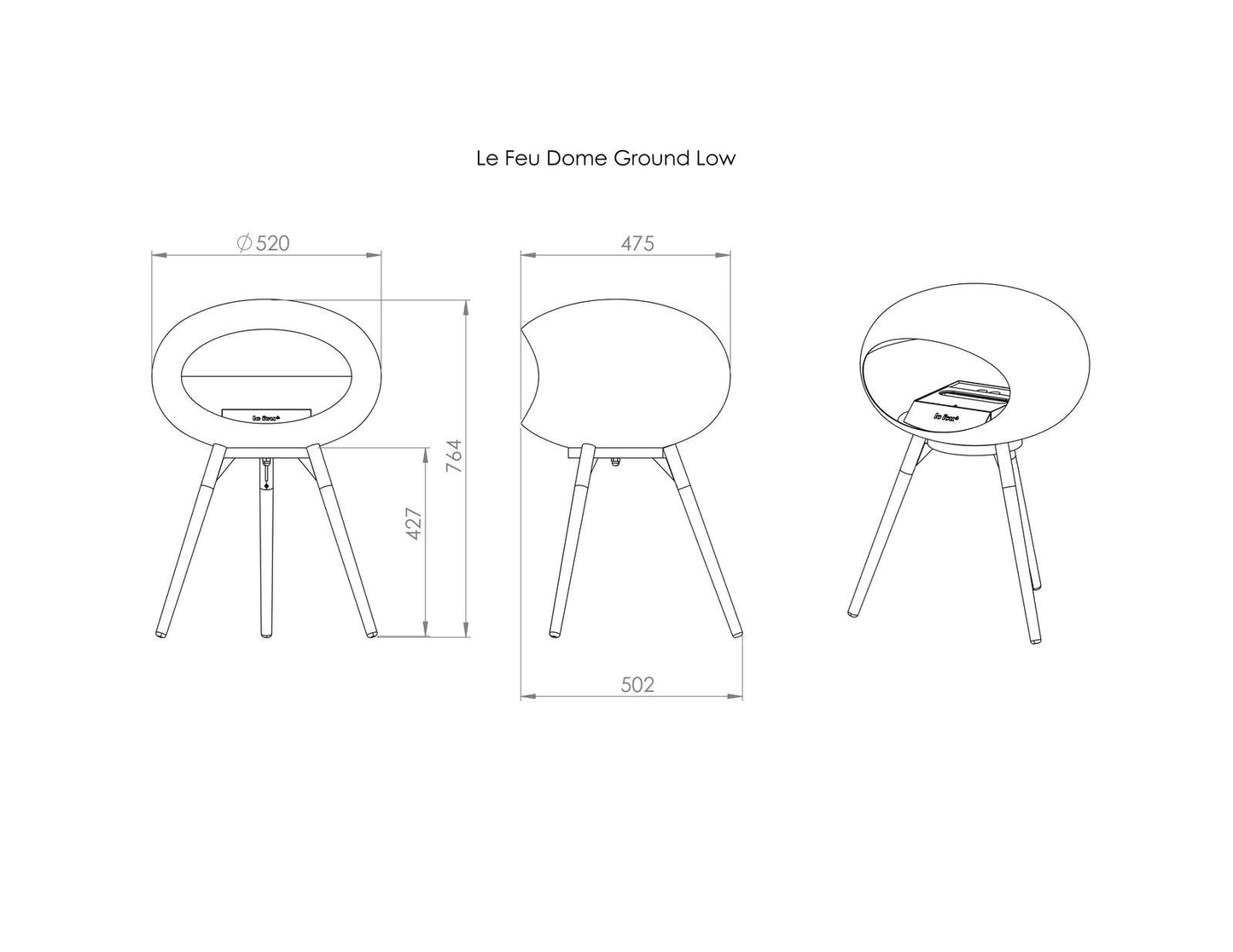 Le Feu - Dome Ground Low - Nickel + Black + Smoked Oak + Steel - Skandi London