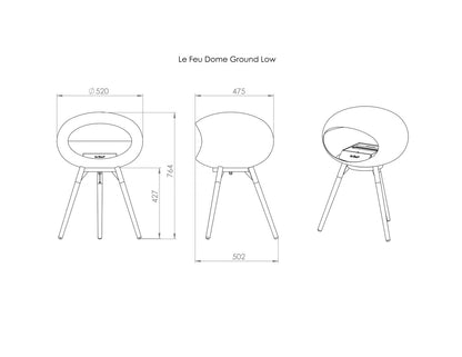 Le Feu - Dome Ground Low - White + Steel + Soaptreated Oak + Steel - Skandi London
