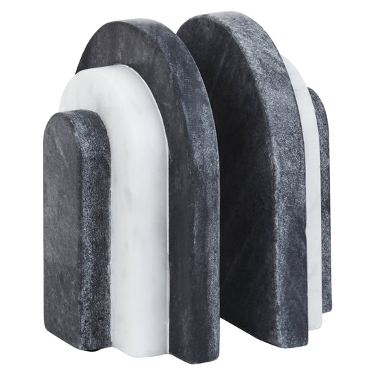 Leif Black And White Marble Bookends - Skandi London